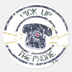 Redonda El vintage apenado coge al pegatina del teléfono