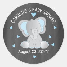 Elefante azul en el Pegatina Baby Shower de Chalkb