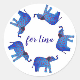 Redonda Elefantes, nombre personalizado, Pegatina