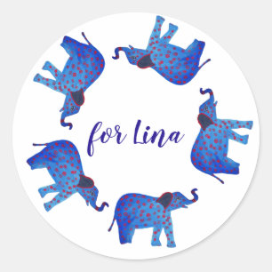 Redonda Elefantes, nombre personalizado, Pegatina