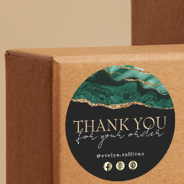 Redonda Elegante ágata verde esmeralda gracias pegatina