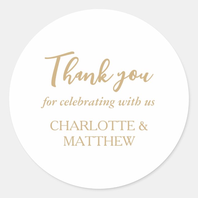 Redonda Elegante Boda de oro Pegatina redondo clásico (Anverso)