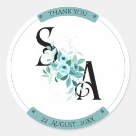 Redonda Elegante bouquet acuarela Floral boda pegatina