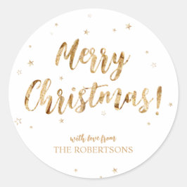 Redonda Elegante caligrafía de oro Feliz Pegatina navideño