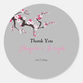 Redonda Elegante cerezo floral pegatina redondo rosa