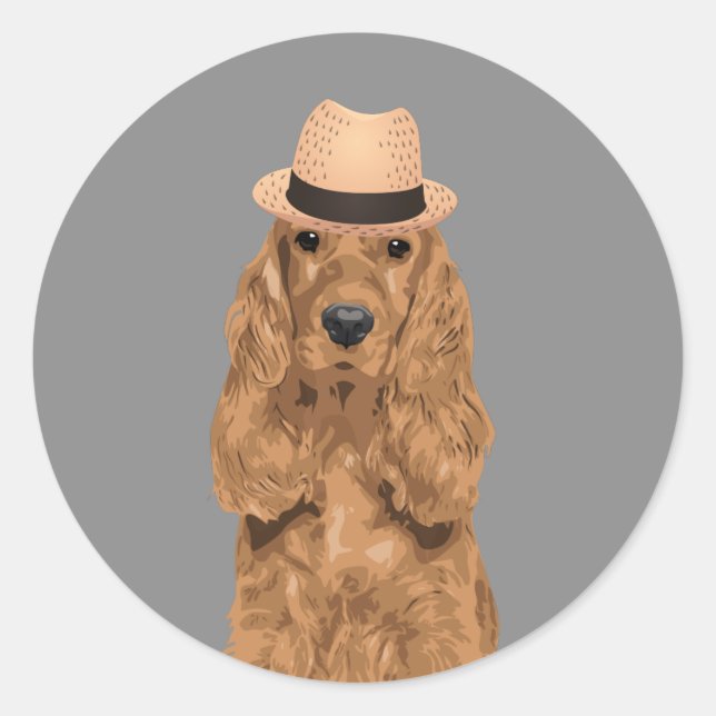 Redonda Elegante Cocker Spaniel Pegatina para los amantes  (Anverso)