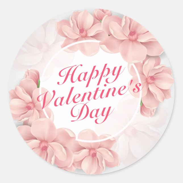 Redonda Elegante El día de San Valentín Pegatina de marco  (Anverso)
