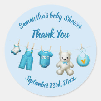 Redonda Elegante Gracias Pegatina Baby Shower Favor