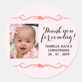 Redonda ¡Elegante GRACIAS POR VENIR! Christening Pegatina