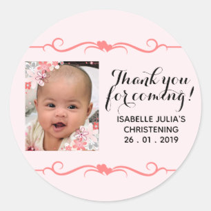 Redonda ¡Elegante GRACIAS POR VENIR! Christening Pegatina