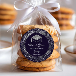 Redonda Elegante Graduación Gracias Pegatina - Gorra de pl