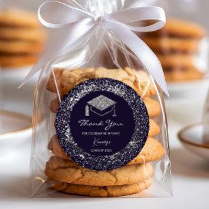 Redonda Elegante Graduación Gracias Pegatina - Gorra de pl