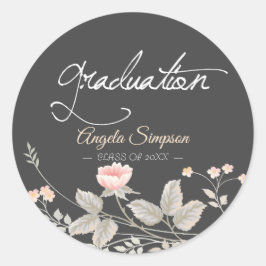 Redonda Elegante moda acuarela pegatina redondo floral