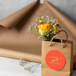 Redonda Elegante Monograma Boda Pegatina redondo clásico