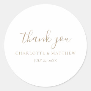 Redonda Elegante Oro Gracias Boda Pegatina Redondo