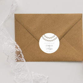 Redonda Elegante Pegatina Boda Pearl