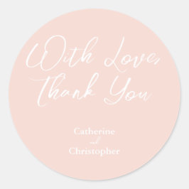 Redonda Elegante Pegatina "Con amor, gracias"