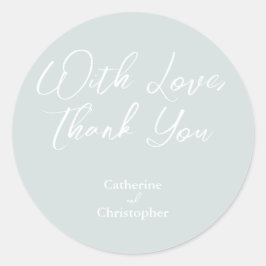 Redonda Elegante Pegatina "Con amor, gracias"