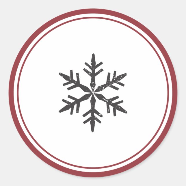 Redonda Elegante Pegatina de copo de nieve (Anverso)