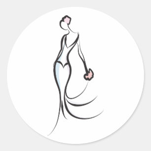 Redonda Elegante Pegatina de diseño de novias