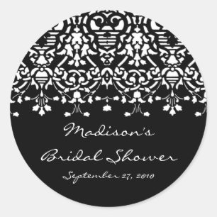 Redonda Elegante Pegatina de ducha matrimonial Damask blan