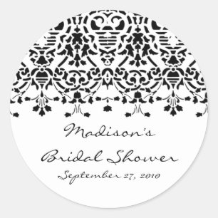 Redonda Elegante Pegatina de ducha matrimonial Damask blan