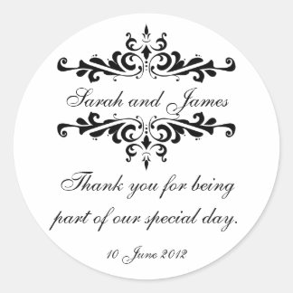 Redonda Elegante Pegatina De Gracias Personalizado Boda