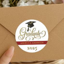 Redonda Elegante Pegatina de Graduación de Script