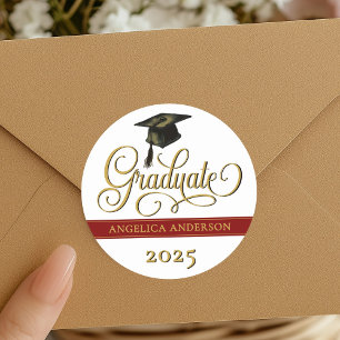 Redonda Elegante Pegatina de Graduación de Script
