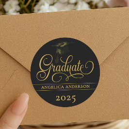 Redonda Elegante Pegatina de Graduación de Script