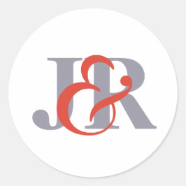 Redonda Elegante Pegatina de Monograma Moderno Boda