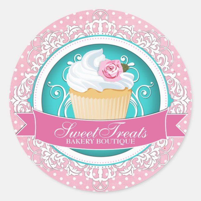 Redonda Elegante Pegatina de repostería (Anverso)