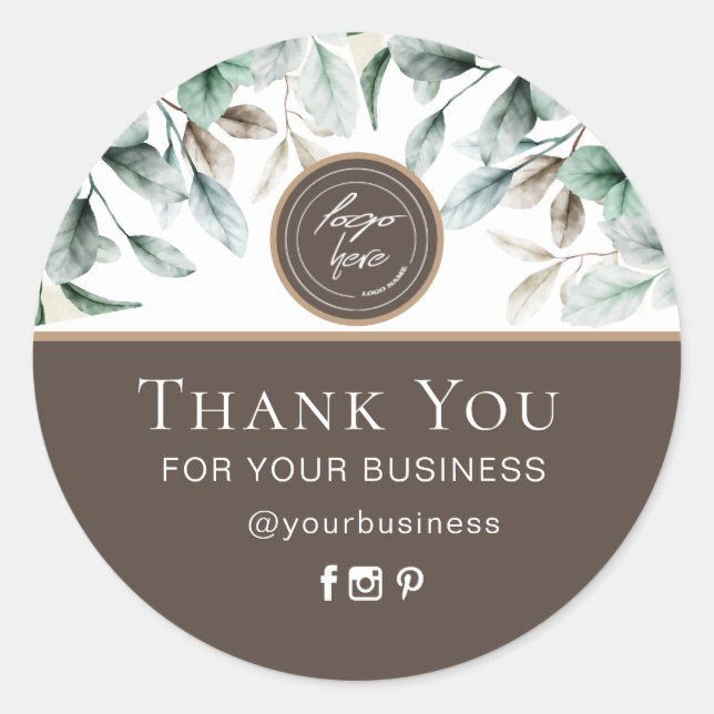 Redonda Elegante pegatina floral acuático (Anverso)