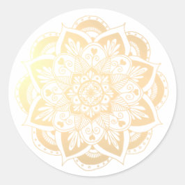 Redonda Elegante Pegatina Mandala de Flor de Oro