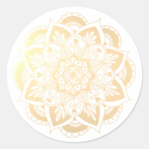 Redonda Elegante Pegatina Mandala de Flor de Oro