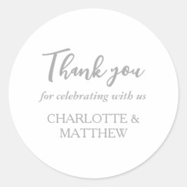 Redonda Elegante Pegatina redondo Boda blanco plateado clá