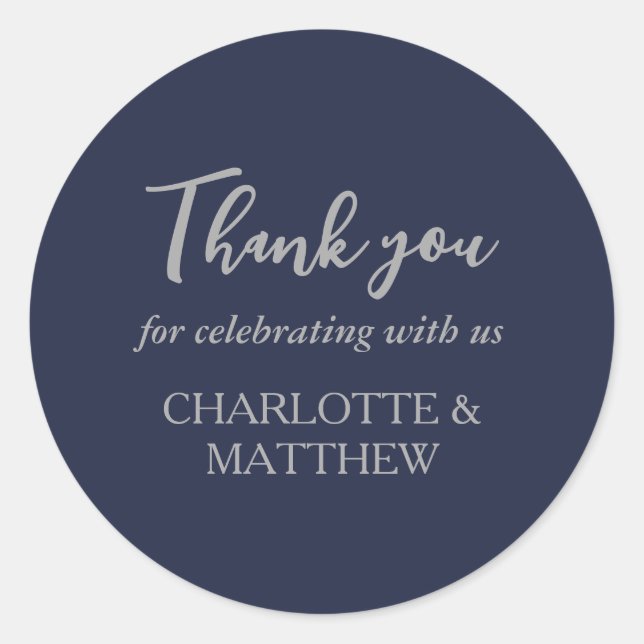 Redonda Elegante Pegatina redondo Boda de plata de la Mari (Anverso)