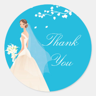 Redonda Elegante Pegatina Turquesa Bride Bridal Shower