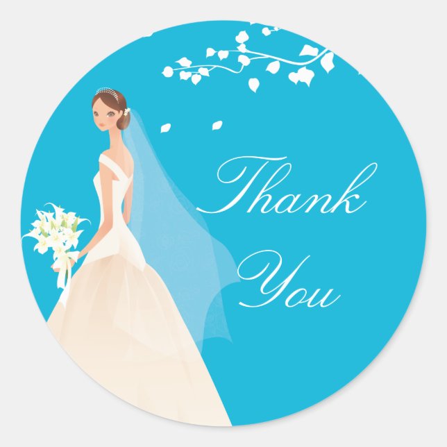 Redonda Elegante Pegatina Turquesa Bride Bridal Shower (Anverso)