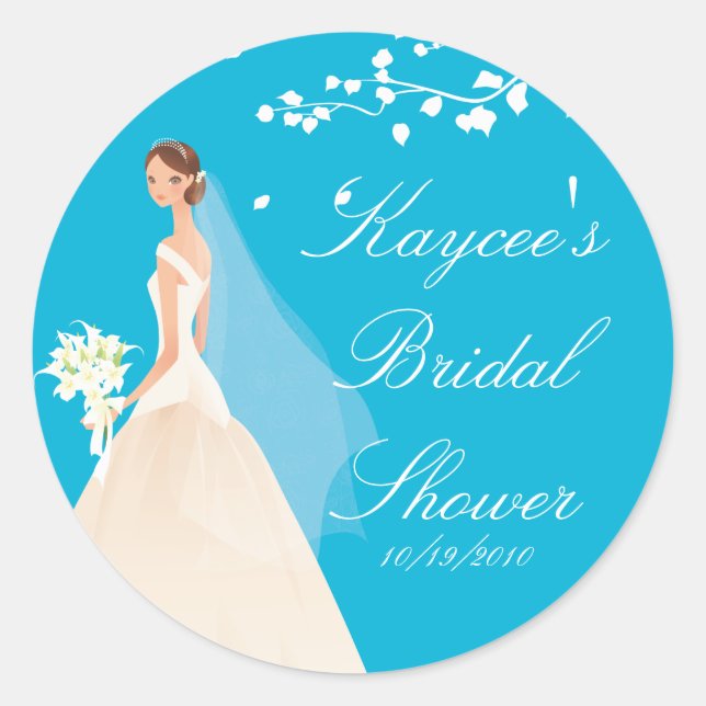 Redonda Elegante Pegatina Turquesa Bride Bridal Shower (Anverso)