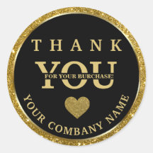Elegante purpurina negro de oro Gracias pegatina