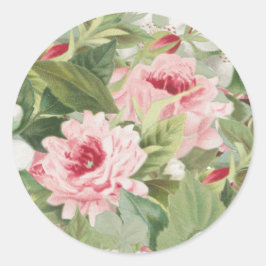 Redonda Elegante rosa floral pegatina vintage