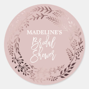 Redonda Elegante Rosa Oro Rosa Bridal Favor Pegatina