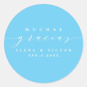 REDONDA ELEGANTE SCRIPT MUCHAS GRACIAS   GRACIAS PEGATINA