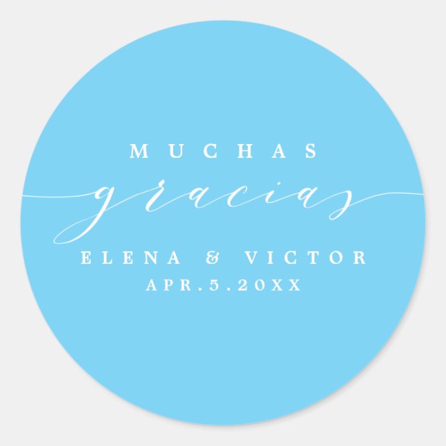 REDONDA ELEGANTE SCRIPT MUCHAS GRACIAS | GRACIAS PEGATINA (Anverso)
