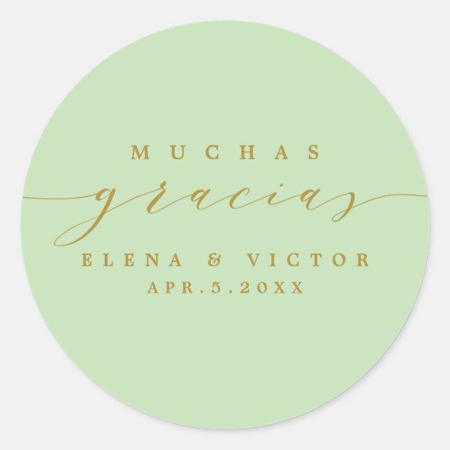 REDONDA ELEGANTE SCRIPT MUCHAS GRACIAS | GRACIAS PEGATINA (Anverso)