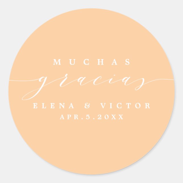 REDONDA ELEGANTE SCRIPT MUCHAS GRACIAS | GRACIAS PEGATINA (Anverso)