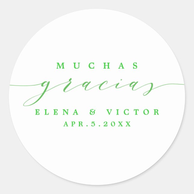REDONDA ELEGANTE SCRIPT MUCHAS GRACIAS | GRACIAS PEGATINA (Anverso)