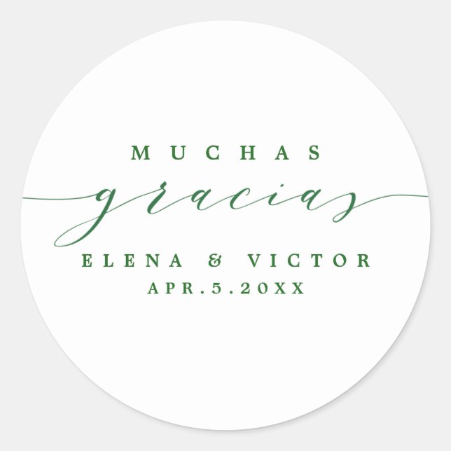 REDONDA ELEGANTE SCRIPT MUCHAS GRACIAS | GRACIAS PEGATINA (Anverso)