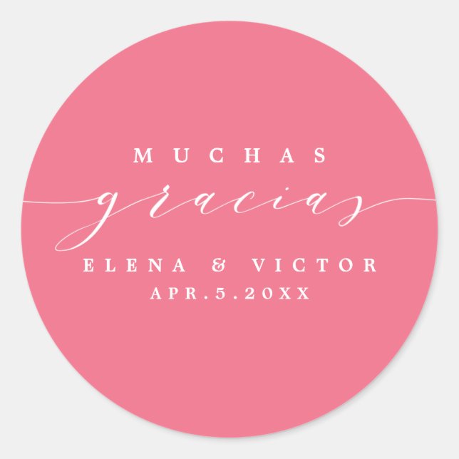 REDONDA ELEGANTE SCRIPT MUCHAS GRACIAS | GRACIAS PEGATINA (Anverso)